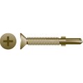 Strong-Point Self-Drilling Screw, 1/4"-20 x 3-1/4 in, W.A.R. Coated Steel Flat Head Phillips Drive R314W